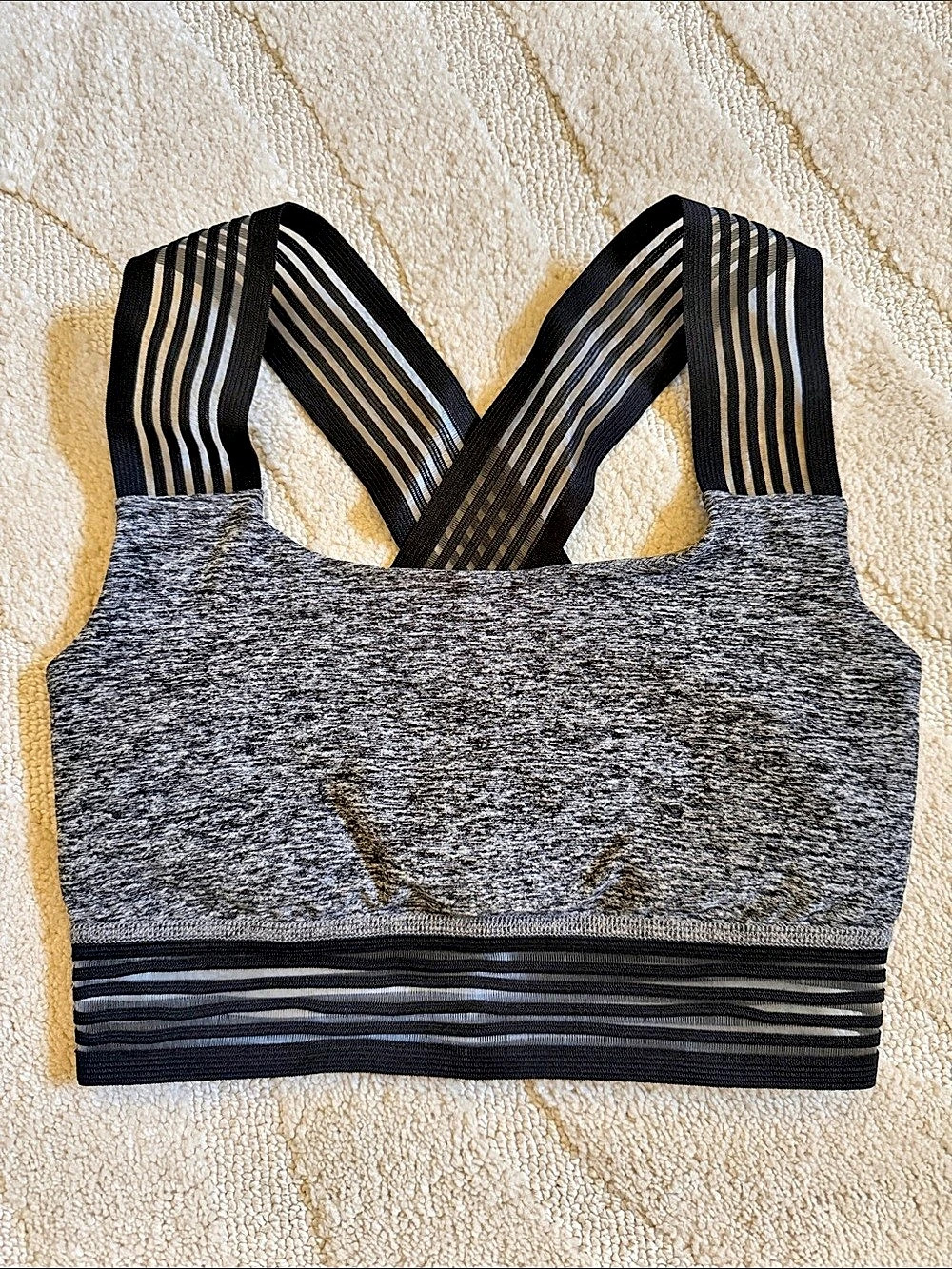 Beyond Yoga Striped Sports Bra in Gray & Black Size XS